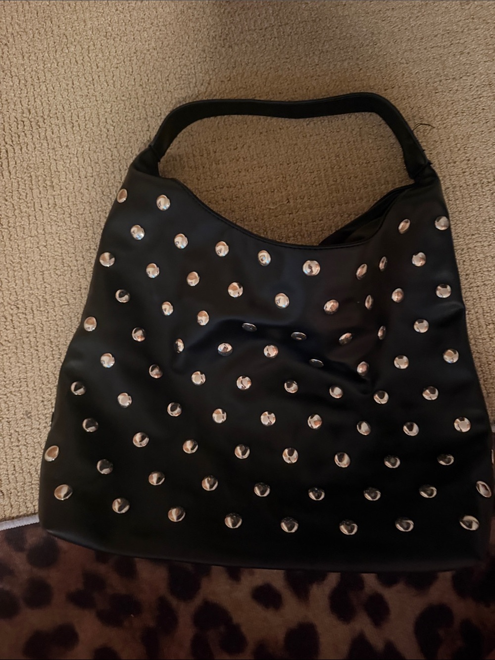 Black Studded Shoulder Bag - Fashion Tote